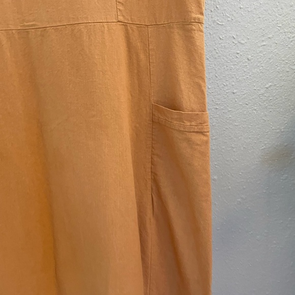 Summer Peach Sleeveless Cotton Apron Style Maxi Dress - Picture 6 of 8
